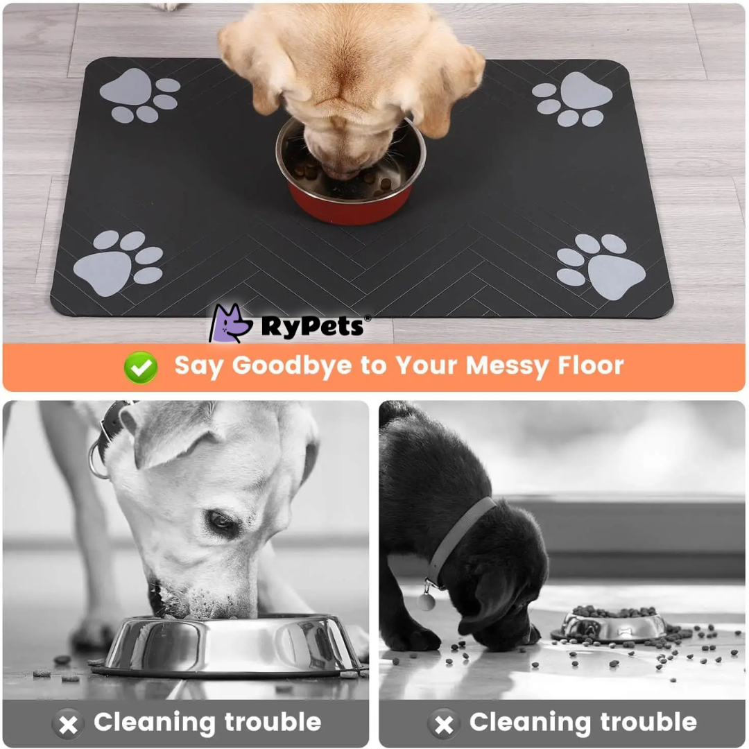 Pet Feeding Mat - Absorbent Mat for Food and Water Bowls