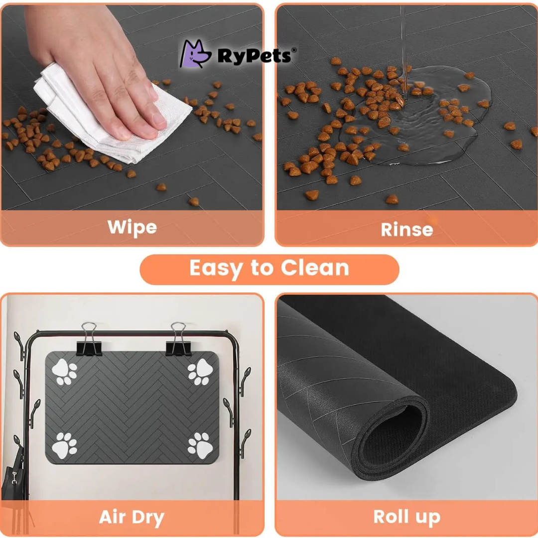 Pet Feeding Mat - Absorbent Mat for Food and Water Bowls