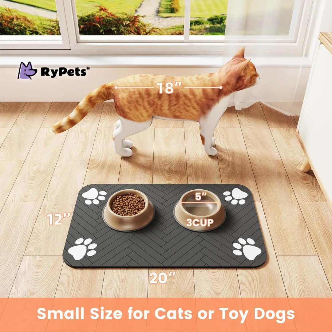 Pet Feeding Mat - Absorbent Mat for Food and Water Bowls