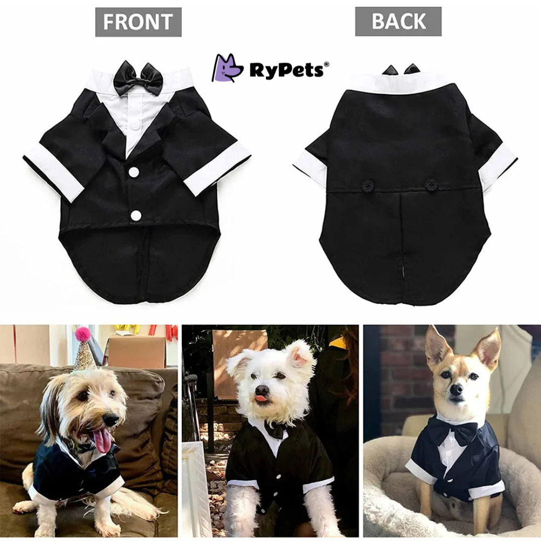 Puppy Prince Tuxedo: Wedding & Party Formal Dog Suit with Bow Tie