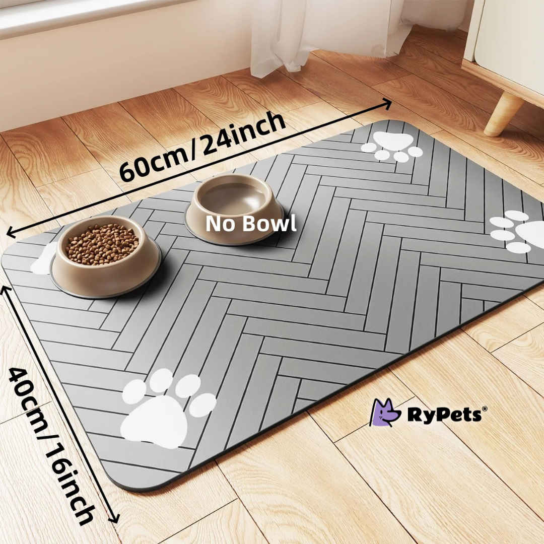 Pet Feeding Mat - Absorbent Mat for Food and Water Bowls